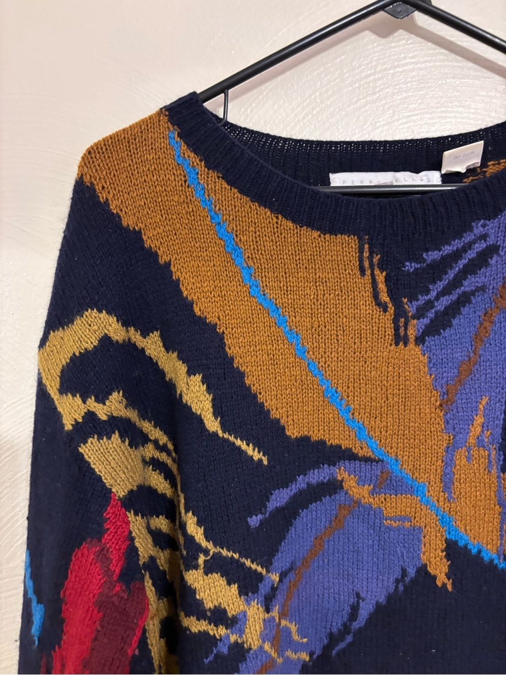 Perry Ellis Vintage 100% Cashmere Abstract Sweater L - Picture 5 of 7